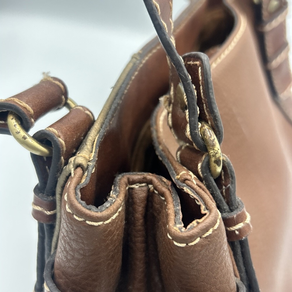 Vtg Y2K Relic Brown Faux Leather Patchwork Tote Hand Bag Purse Boho Colorblock - Picture 7 of 13